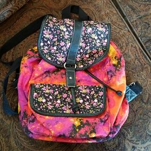 Vintage Floral/paint splatter backpack purse